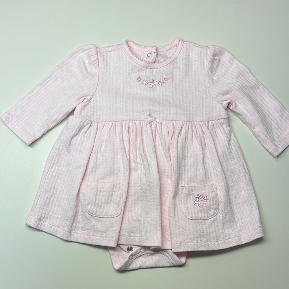 Little Me Pink Baby Dress with Embroidered Details- 3-6 Month